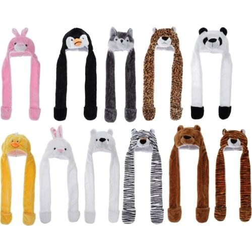 Unisex Scarves Hat Gloves Child 3 in 1 Animal Winter Skiing Scarf Cap