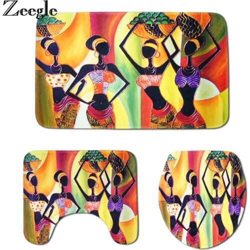 Zeegle Absorbent Bathroom Mat Toilet Rugs Exotic Style Bathroom Carpet Non-slip Bath Mat Toilet Cover Bathroom Rugs Shower Mats