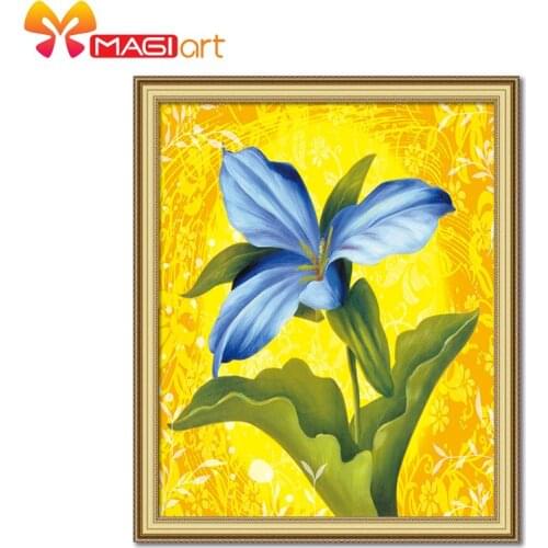 Cross stitch kits Embroidery needlework sets 11CT water soluble canvas patterns 14CT Flowers painting Bloom Magnolia-NCMF013