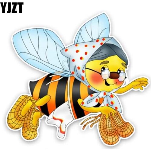 YJZT 13.3CM*12.5CM Honeybee Granny Car Sticker Quality PVC Decal 12-300713