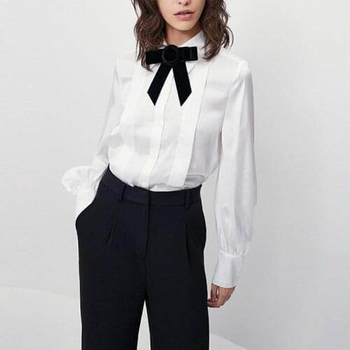 2021 Women Autumn Vintage Sweet White blouses tops Fashion Spring Bow Lapel Collar Office Ladies Shirts Casual Blusas Mujer