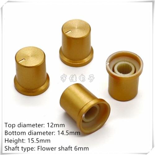 10 Piece 14.5×15.5MM golden straw hat knob potentiometer knob volume adjustment suitable for flower shaft 6MM