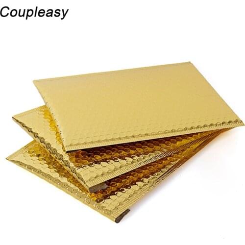 30Pcs Bright Gold Bubble Envelopes Bag Self Adhesive Courier Packaging Bag Aluminum Foil Bubble Mailer Shipping Bags 6 Sizes