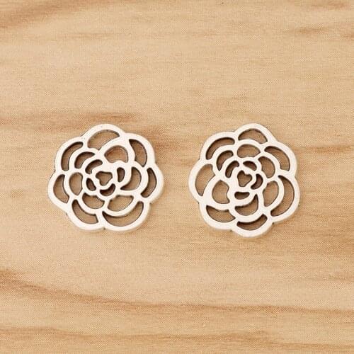 30 Pieces Tibetan Silver Filigree Rose Flower Charms for Bracelet Necklace DIY Jewellery Making Accessories