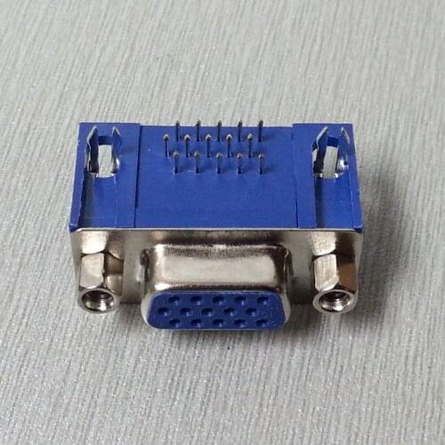 5PCS DB15 DR15 3Rows Blue Parallel Port 15 Pin D Sub Female 15 Way PCB 90 Degree Connector DB15 Socket Plug VGA Adapter