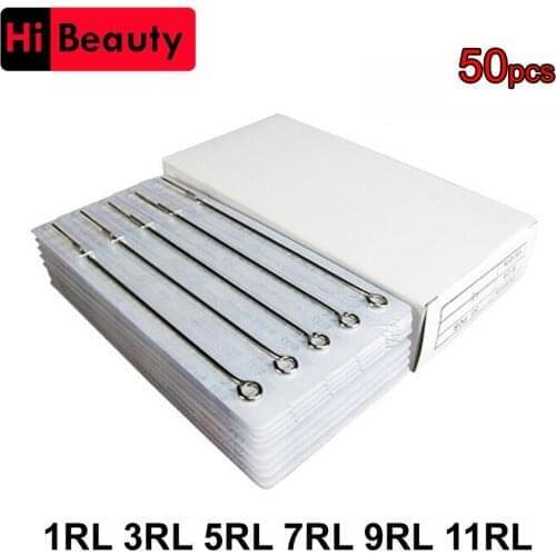 50PCS/Lot Disposable 1RL 3RL 5RL 7RL 9RL 11RL Sterilized Curved Round Liner Tattoo Needles Tattoo Supply For Machine Gun Grip