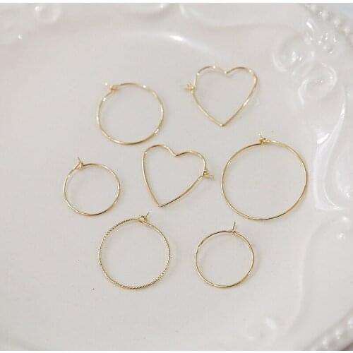 6pcs Circle Women Hoop Earrings 14k gold 18k love batch flower round O-shaped earrings diy accessories beaded material