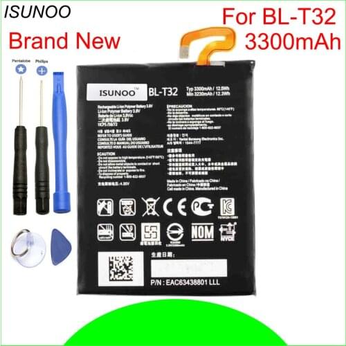 ISUNOO 3300mAh BL-T32 Battery For LG G6 G600L G600S H870 H871 H872 H873 LS993 US997 VS988 Batteries With Repair Tools