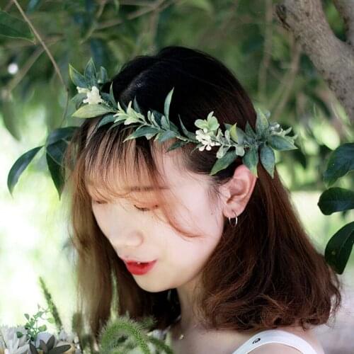 2021Green Flowers Crown and Tiaras Simulation Wedding Headpieces Bride Bridesmaids Leaves Hair Vine Bridal Headband for Women