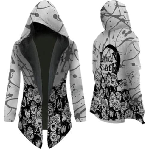 Anime Demon Slayer Kimetsu No Yaiba Tanjiro Kamado Cosplay Costume Men Kimono Plus Size Jackets cloak Halloween Party For Women
