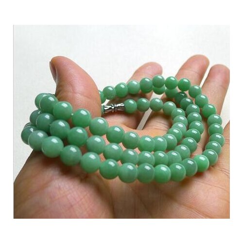Free shipping >>>>Genuine A Full Green Natural A Jade Jadeite Bead Beads Necklace