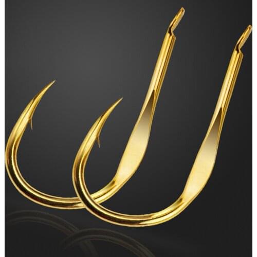 Bimoo 100pcs Strong Golden Coating Carp Hooks High Carbon Steel Fish Hook with Barb Size 1 2 4 6 8 10 Japan Fishing Hook