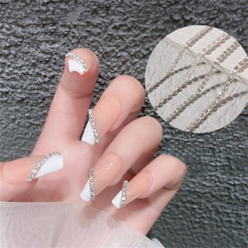 Shiny Crystal AB Claw Rhinestones Chains for DIY Nail Art Design 3D Charm Pearls Silver Metal Chains Luxury Jewelry Making Tools