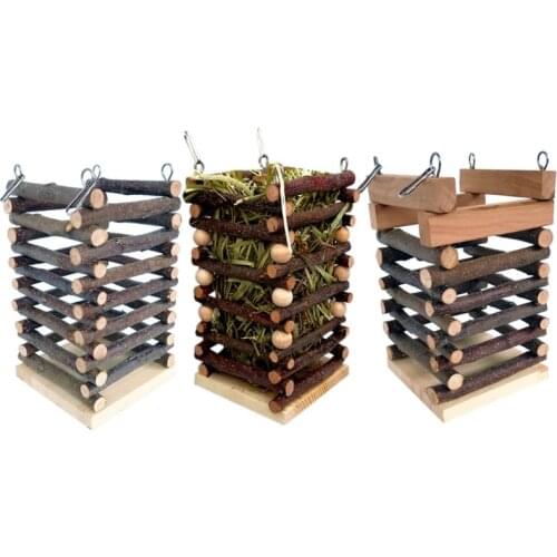 Wooden Hay Manger Rabbit Feeder Chew Bite Resistant Grass Frame Hamster Hay Rack