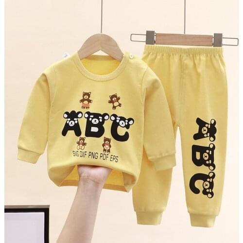 New Autumn Wear Childrens Clothing Sets Toddler Baby Girls Boys Cartoon Print Long Sleeve T-shirt + Pants Outfits Set