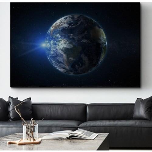 Blue Earth And Satellite Outer Space Landscape Canvas Wall Art Poster And Prints HD Picture Home Decor Painting For Living Room