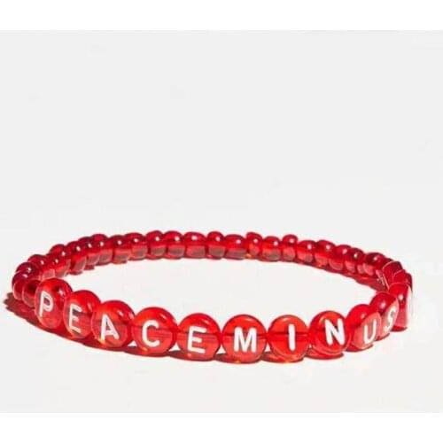 KPOP G-Dragon PEACEMINUSONE Red Alphabet Bracelet Kwon Ji Yong j Bracelets Elastics Jewelry JH47