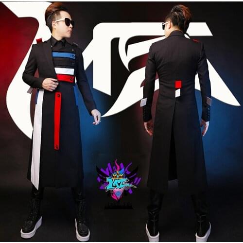Hot New 2020 Men Slim Fashion Wool Mill Multicolor Mosaic Knight Long Suit Singer Costumes Clothing Plus Size Coats