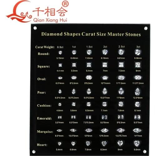 White Cubic Zirconia Diamond 8 Shapes Carat Size Master Stones from 0.5 ct -3 ct gemstool cz Master Tester Tools set