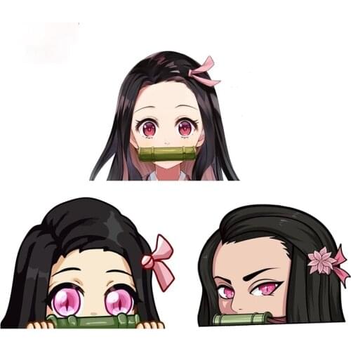 Demon Slayer NEZUKO KAMADO Peeking Anime Car Sticker PVC Decal for Girls Room Wall window Wardrobe Apply To Car Window window