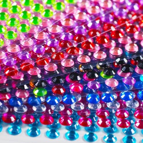 Acrylic Sticker Party And Festival DIY Decoration 3mm /4mm /5mm /6mm Diy Crystal Diamond Self Adhesive Rhinestone Stickers