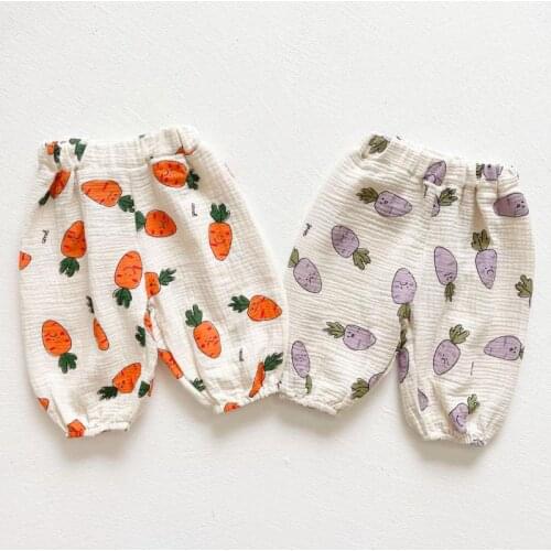 2021 Summer New Cartoon Baby Pants Girls Loose Harem Pants Thin Cotton Toddler Mosquito Pants Infant Boys Trousers