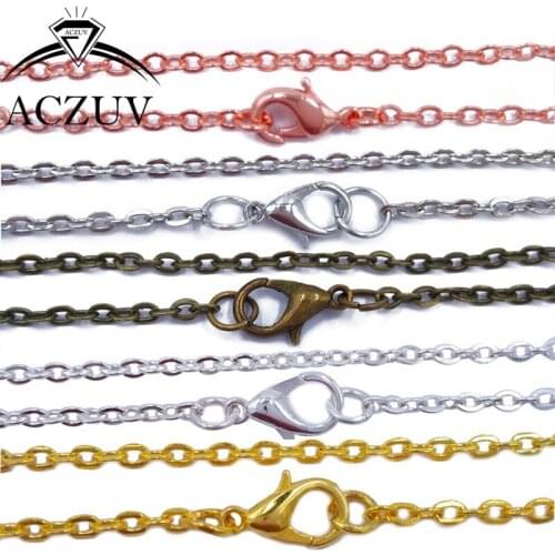 Wholesale 120piece 3mm 16''-18''-20''-22''-24''-26''-28''-30''-32'' Flat Cable Link Chain Necklace with Lobster Clasp Findings