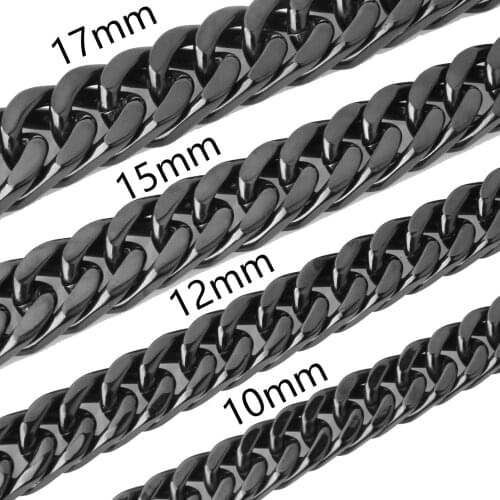 6/8/10/12/15/17/19MM Mens Womens Necklace Or Bracelet Stainless Steel Double Cuban Curb Chain Mens Womens Jewelry 7-40"Wholesale