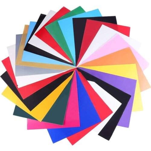 PU Heat Transfer Vinyl 25 Pcs 16 Colors Textile Foil Transfer Paper for DIY T-Shirt Cricut Cameo