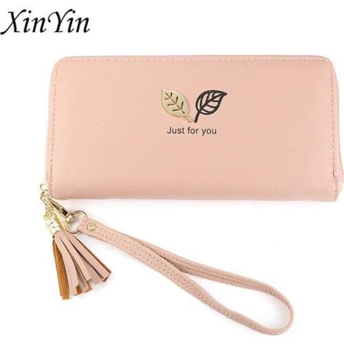 Simple versatilelong wallet women purses tassel fashion coin purse phone women handbags new card holders zipper