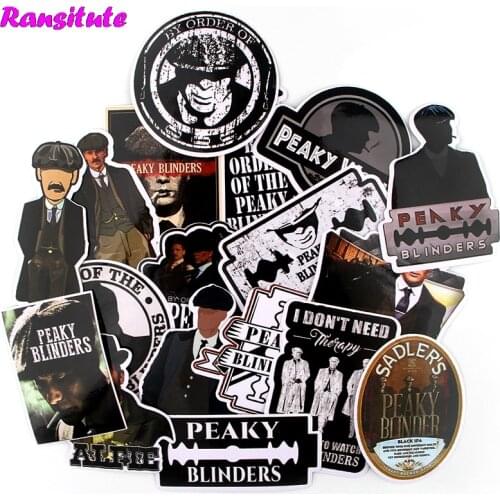 Ransitute 18pcs / Set Peaky Blinders Retro Waterproof Fun Sticker Guitar Computer Scooter JDM Graffiti Applique Decoration R721