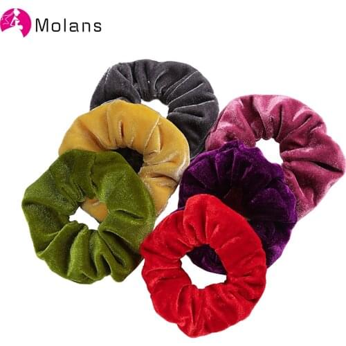 Molans New Velvet Scrunchies Hair Tie Ponytail Scrunchies Fashion Solid Elastic Hair Ropes Girls Scrunchy