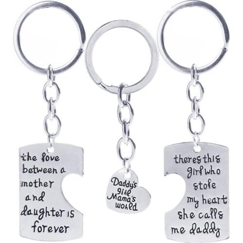 Christmas Gifts Fathers Mothers Child Jewelry Key Chains Gift, Mommy Daddy Girl Stole Heart Set Little Boy Kids Love Mothers Day