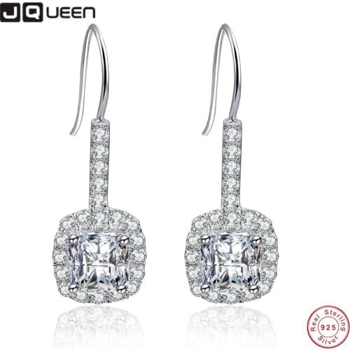 925 Silver Earrings 6*6mm 1.65ct Square Zircon Pave Diamond Earrings Ear Studs for Wedding Engagement Party