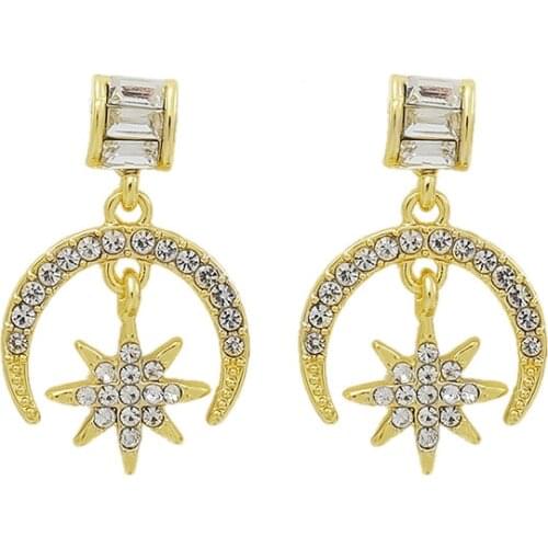 Korean Fashion Earrings Jewelry Crescent Eight Pointed Star Earrings Statement Earrings Stud Earrings For Women Wholesale