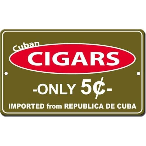 Cuban Cigars Only 5 Cents Poster Funny Art Decor Vintage Aluminum Retro Metal Tin Sign Painting Decorative Signs 20x30cm