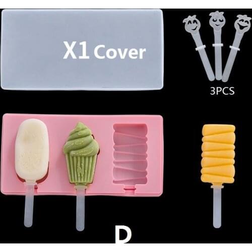Silicone DIY Ice Cream Mold With Lid Animals Shape Jelly Mold Ice Cream Mold With Reusable Popsicle Stick