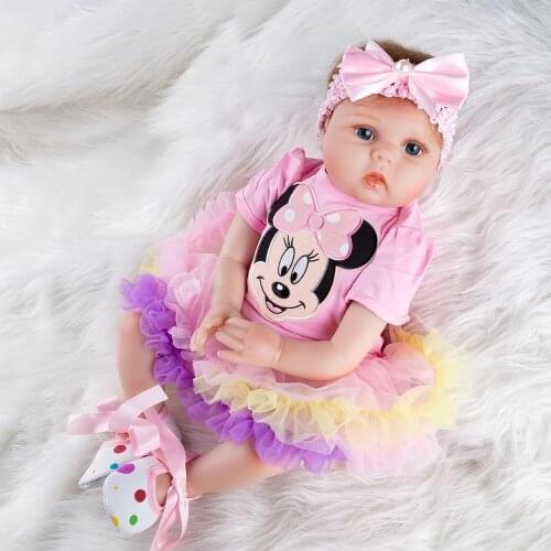 Cartoon Girls Silicone Dolls Baby Reborn Doll Girl Newborn Toys Christmas Gifts Toys 55cm Soft Dolls Surprises