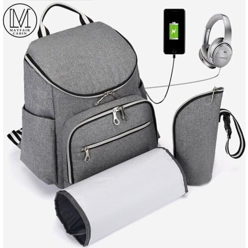 Baby Diaper Bag With USB Interface Large Capacity Travel Backpack Mummy Maternity Nappy Bag Nursing Waterproof Bags for Mom Bags