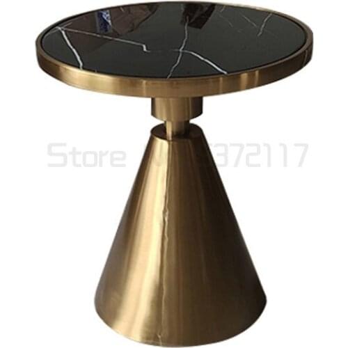 Corner table light luxury marble living room sofa side table stainless steel round tea table