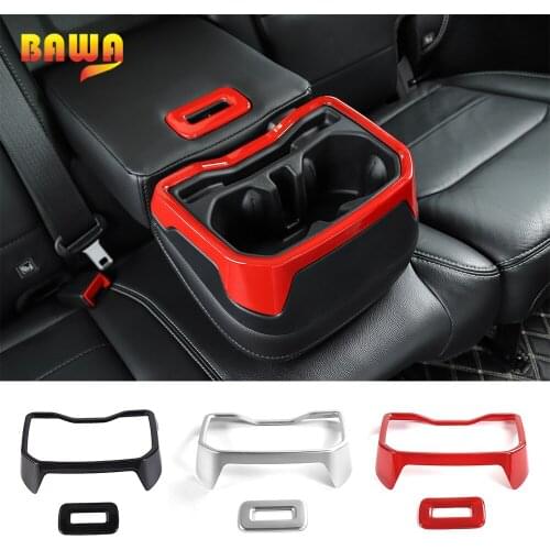 BAWA Interior Mouldings for Jeep Wrangler JL 2018+ Rear Armrest Cup Holder Decor Frame Accessories for Jeep Wrangler JL 2018