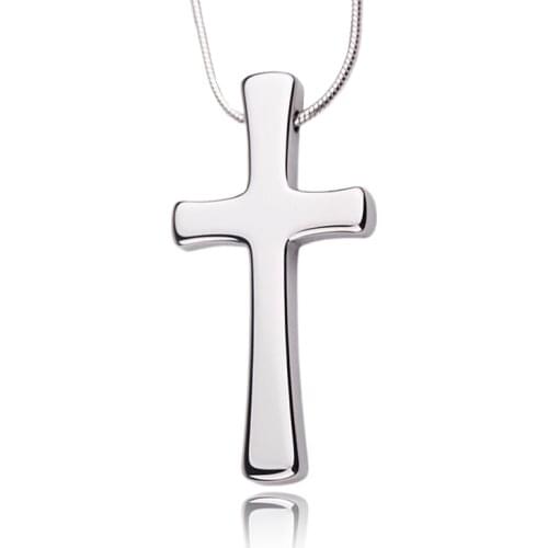 High Polished Silver Tones Tungsten Cross Pendants Necklaces for Couples Fashion Couples' Jewelry Free Shipping