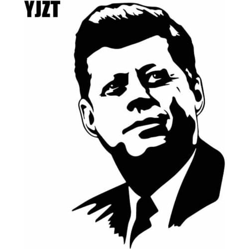 YJZT 9.7CM*15.5CM John F. Kennedy Vinly Decal Art Car Sticker 35th President Of The United States Black/Silver C27-0359