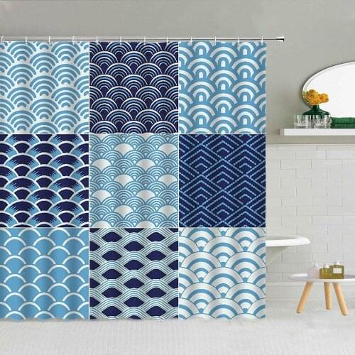 Geometric Waves Striped Simplicity Pattern Shower Curtain High Quality Fabric Bathroom Supplies Decor With Hooks Cloth Curtains