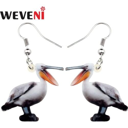 WEVENI Acrylic Anime Pelican Bird Earrings Dangle Drop Novelty Animal Jewelry Gift For Women Girls Teen Charms Wholesale Bijoux