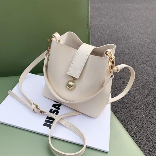 Mini PU Leather Bucket Crossbody Bags For Women 2021 Fashion Branded Trendy Shoulder Handbags and Purses Solid Color