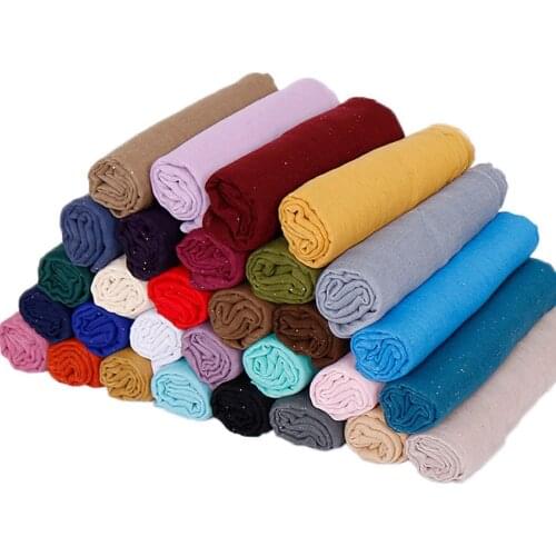 2019 New Design Lady Scarves Good Sale Hot Stamping Women Wrap Voile Fashion Hajib Elegant Solid Color Women Long Shawl