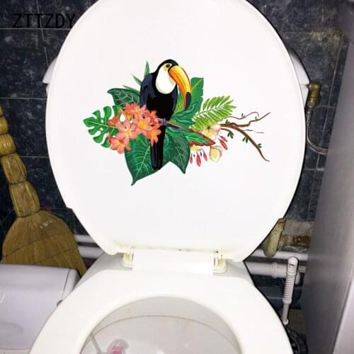 ZTTZDY 25.9×17.6CM Cute Cartoon Flowers And Birds Bathroom Toilet Stickers Home Wall Decoration T2-1221