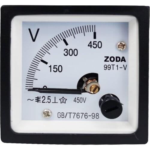 1PC 99T1-V 250V 300V 450V 100KV/100V AC Analog Meter Panel Gauge Voltage Meter 48*48MM Voltmeter Voltimetro Pointer