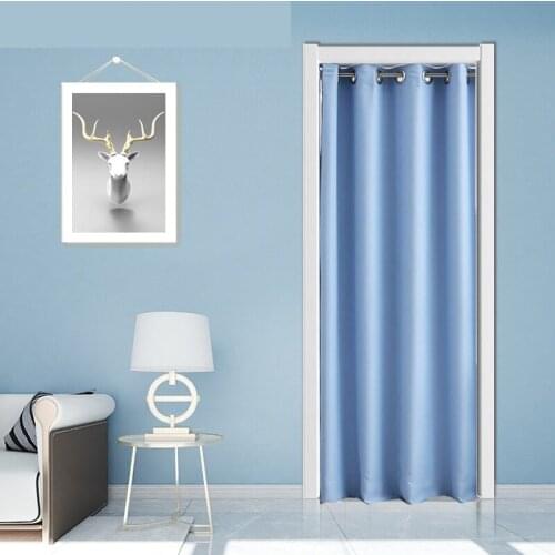 1PC Rings Solid Colorful Cloth Door Curtain Green/Black/Red/Blue/Beige/Grey Blackout Door Way Kitchen Panels *VT